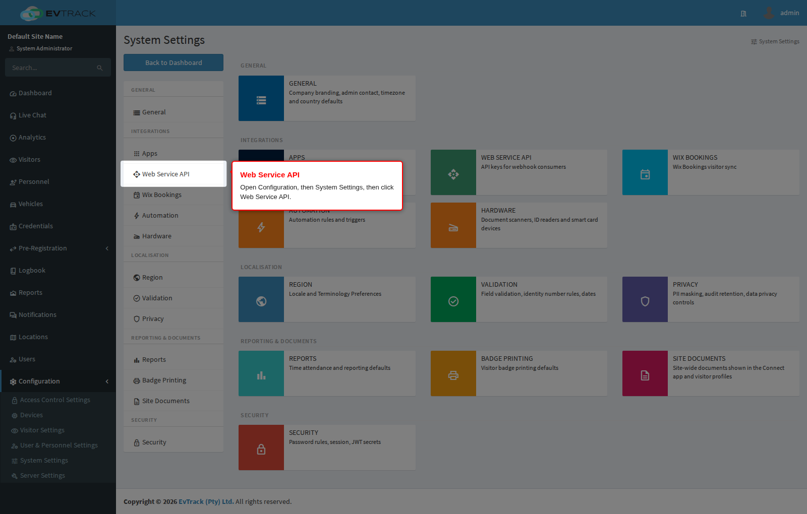Open Web Service API