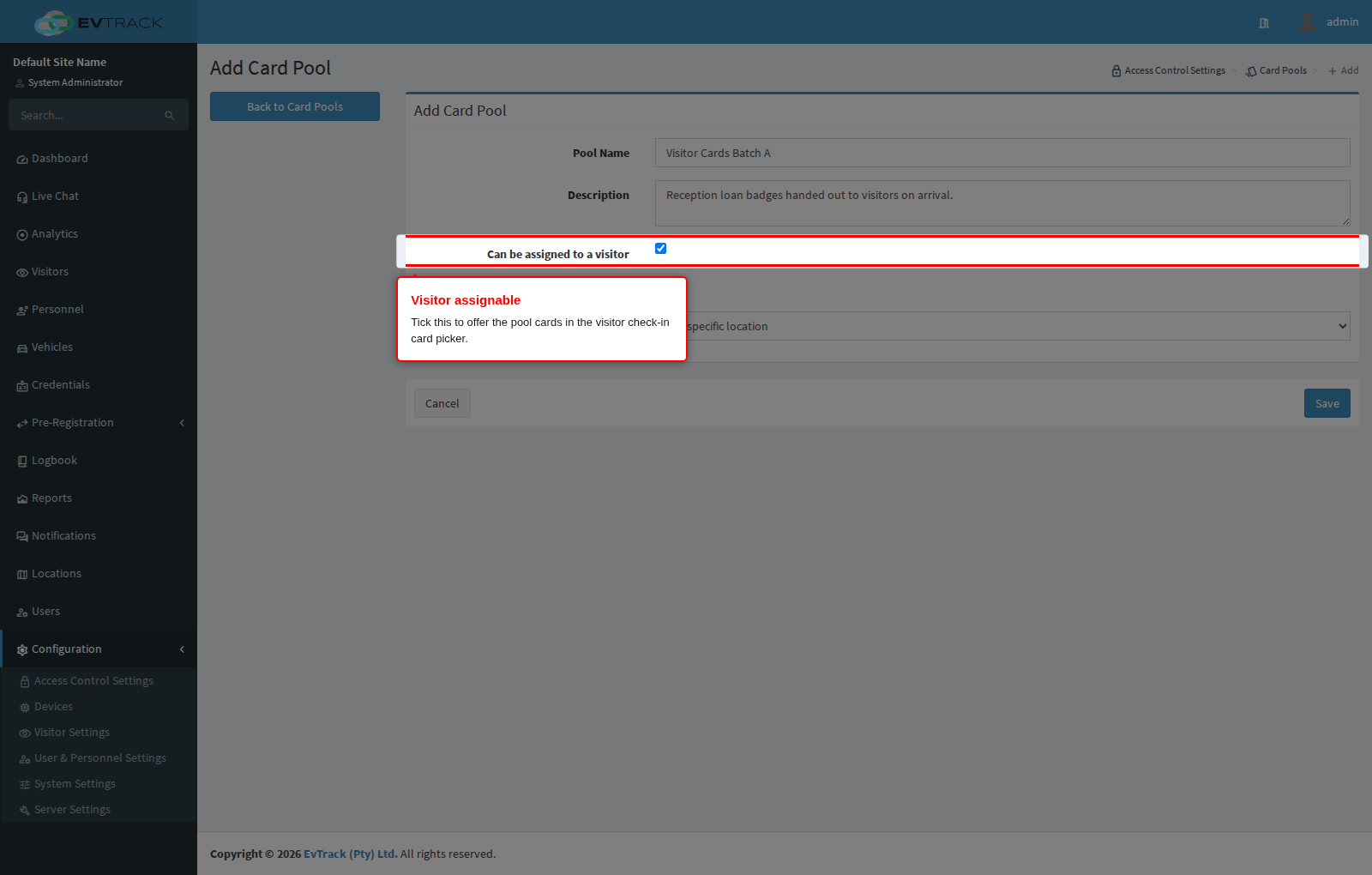 Visitor assignable