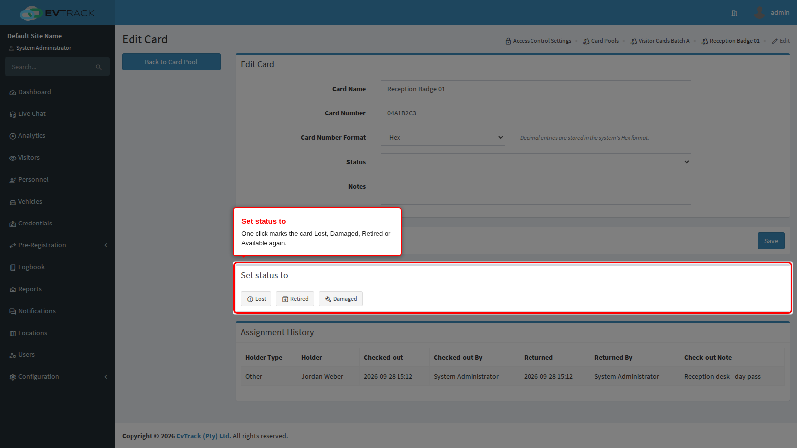 Card lifecycle actions