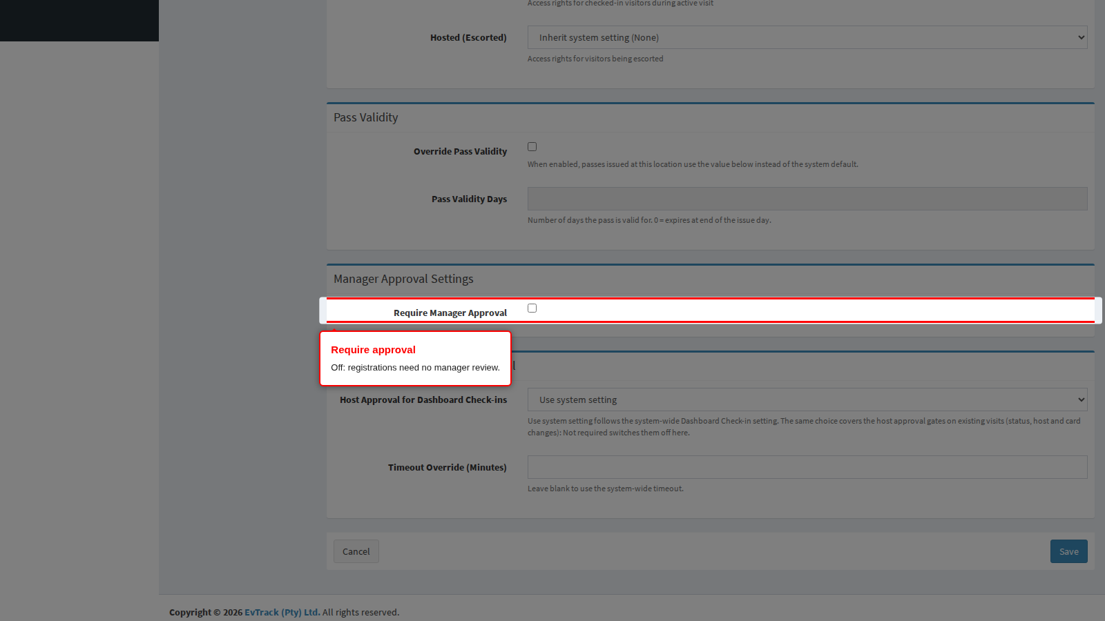 Require Manager Approval, off