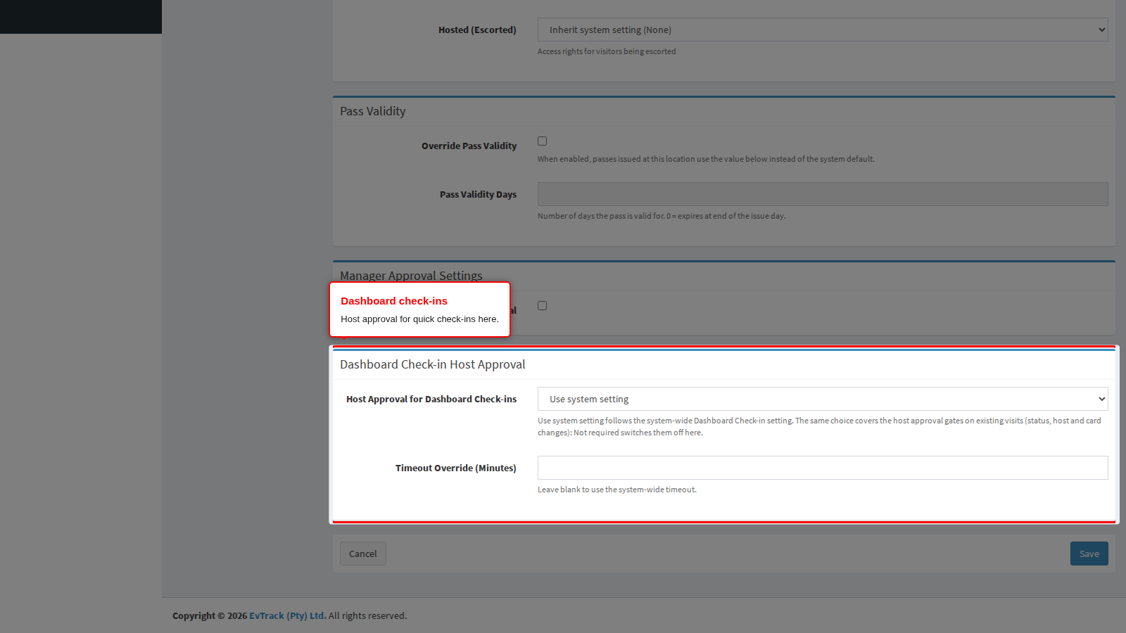 Dashboard Check-in Host Approval