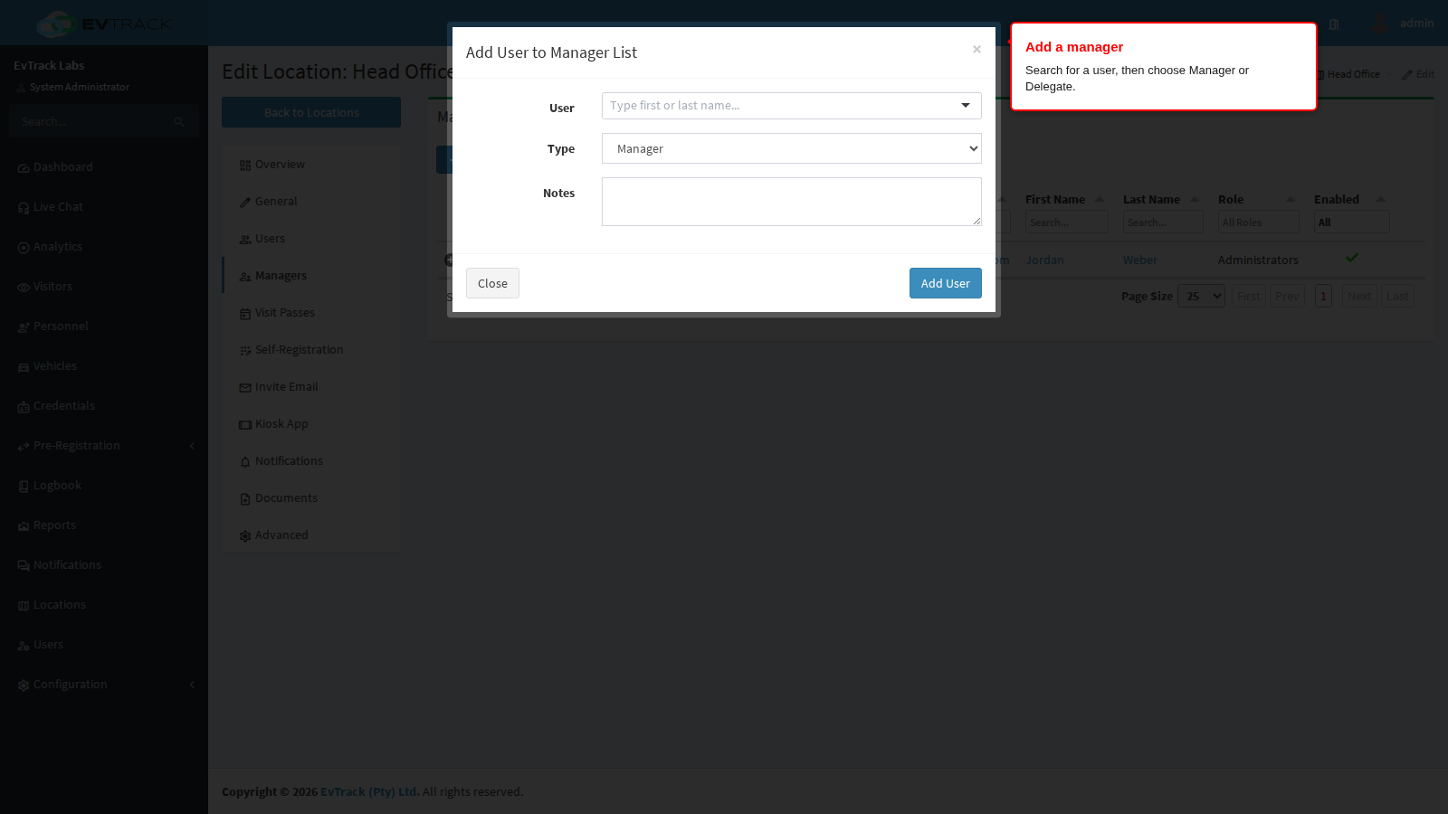 The Add dialog