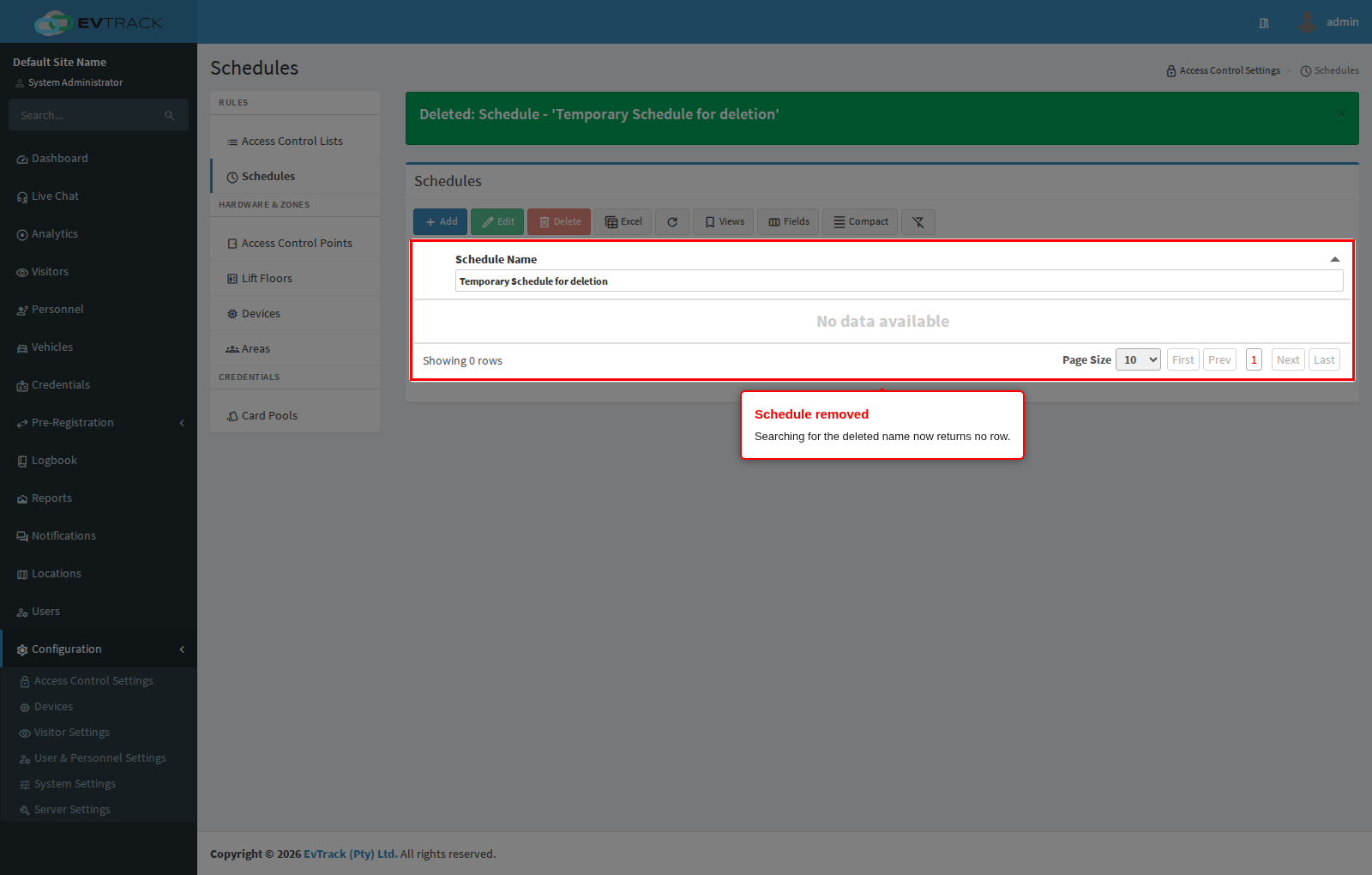Schedule removed