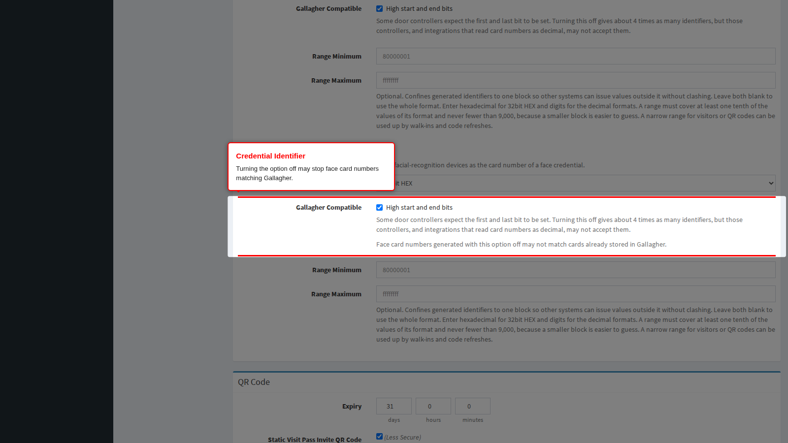 The credential identifier warning