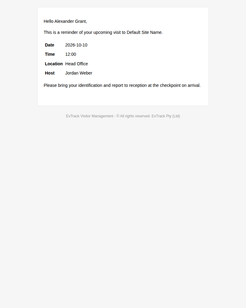 An upcoming-visit reminder