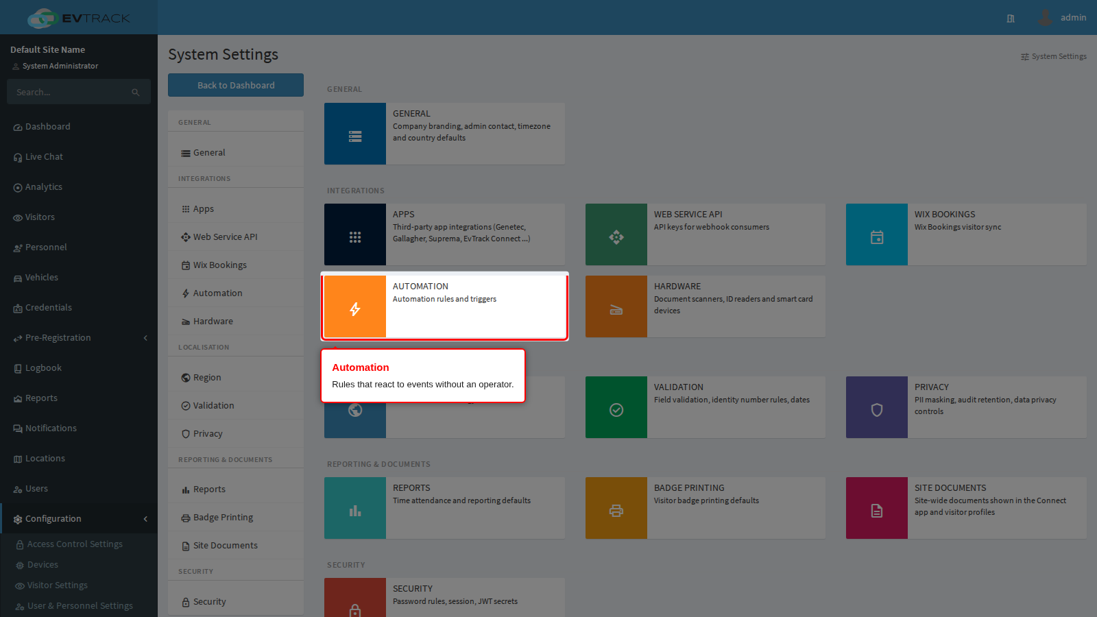 The Automation tile