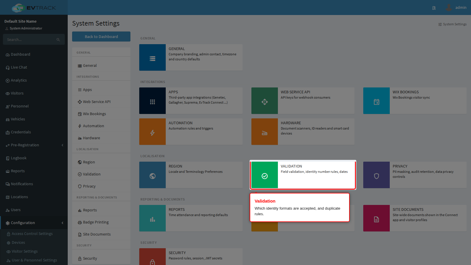 The Validation tile
