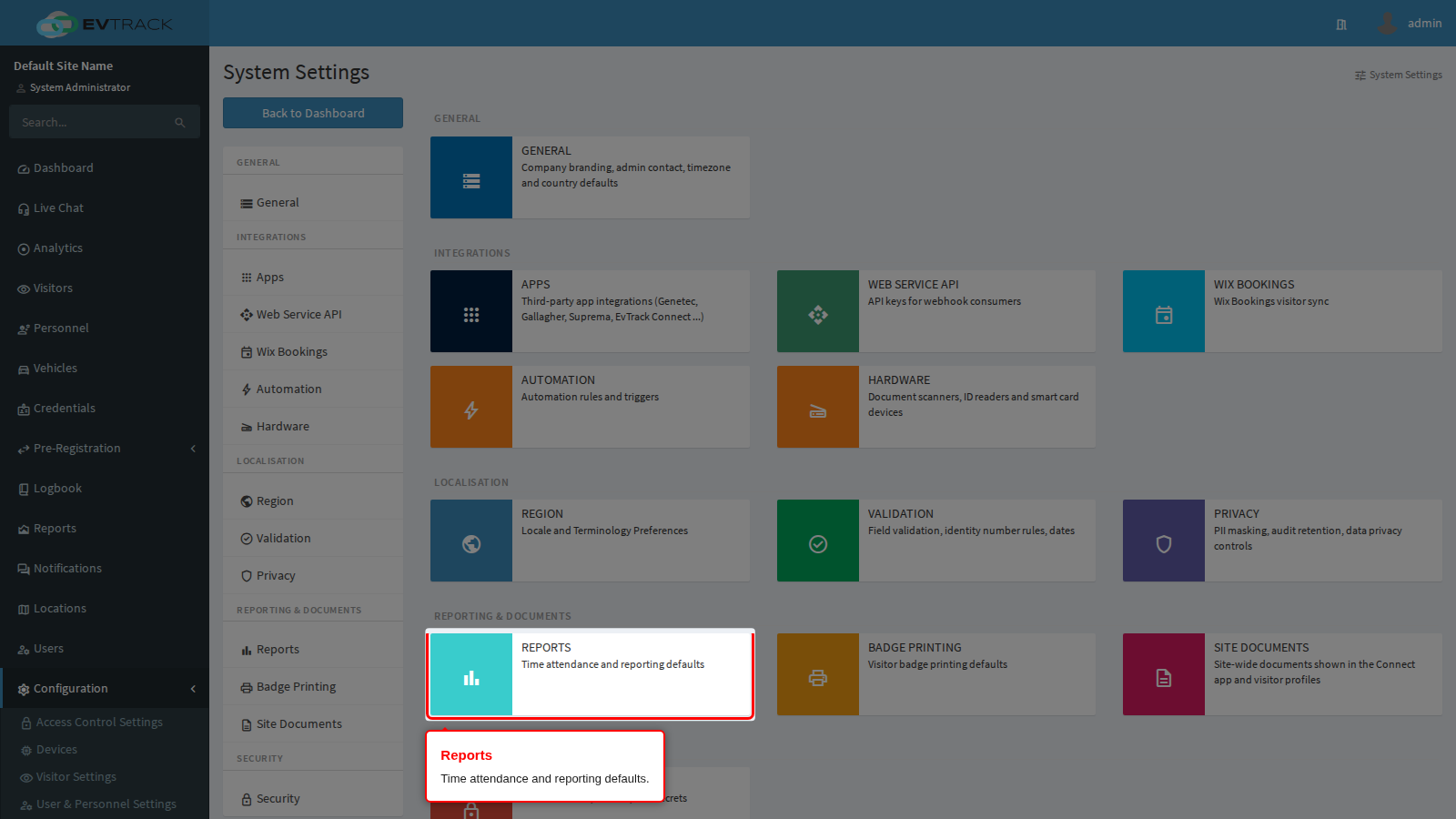 The Reports tile