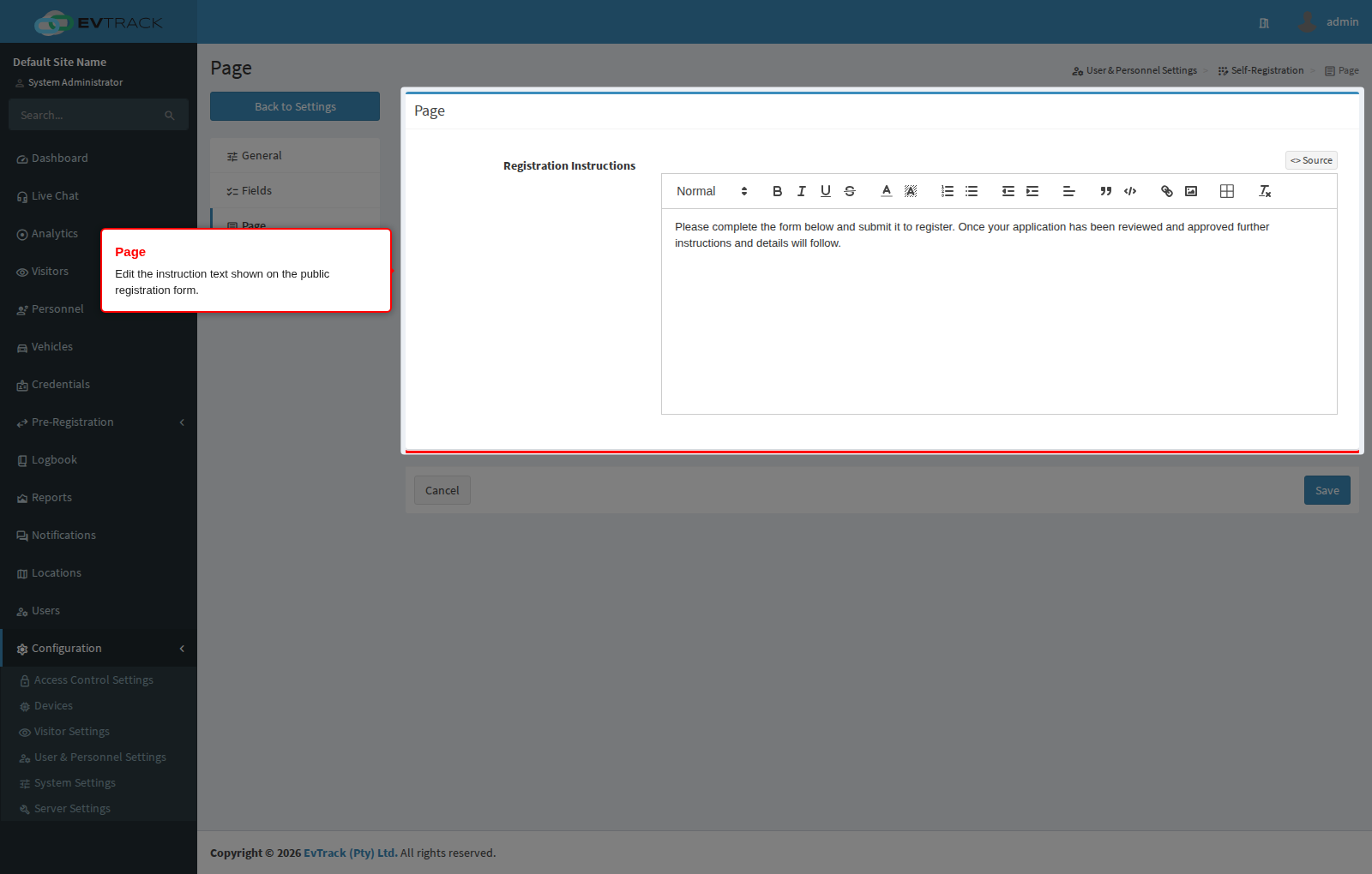 User Registration Page