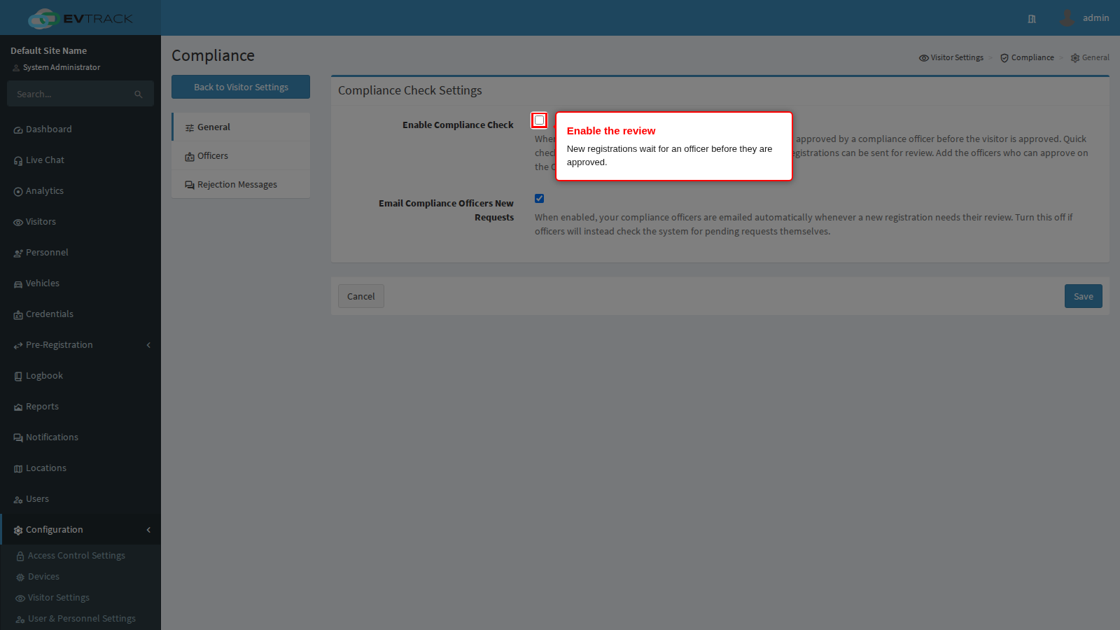 Enable Compliance Check