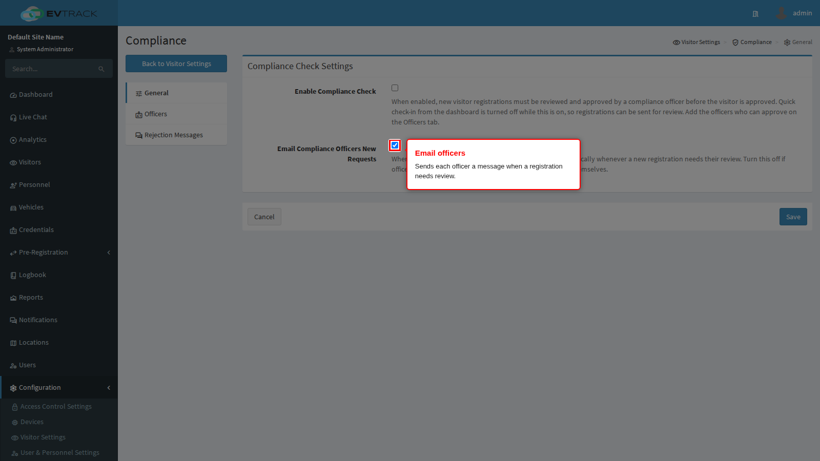 Email Compliance Officers New Requests