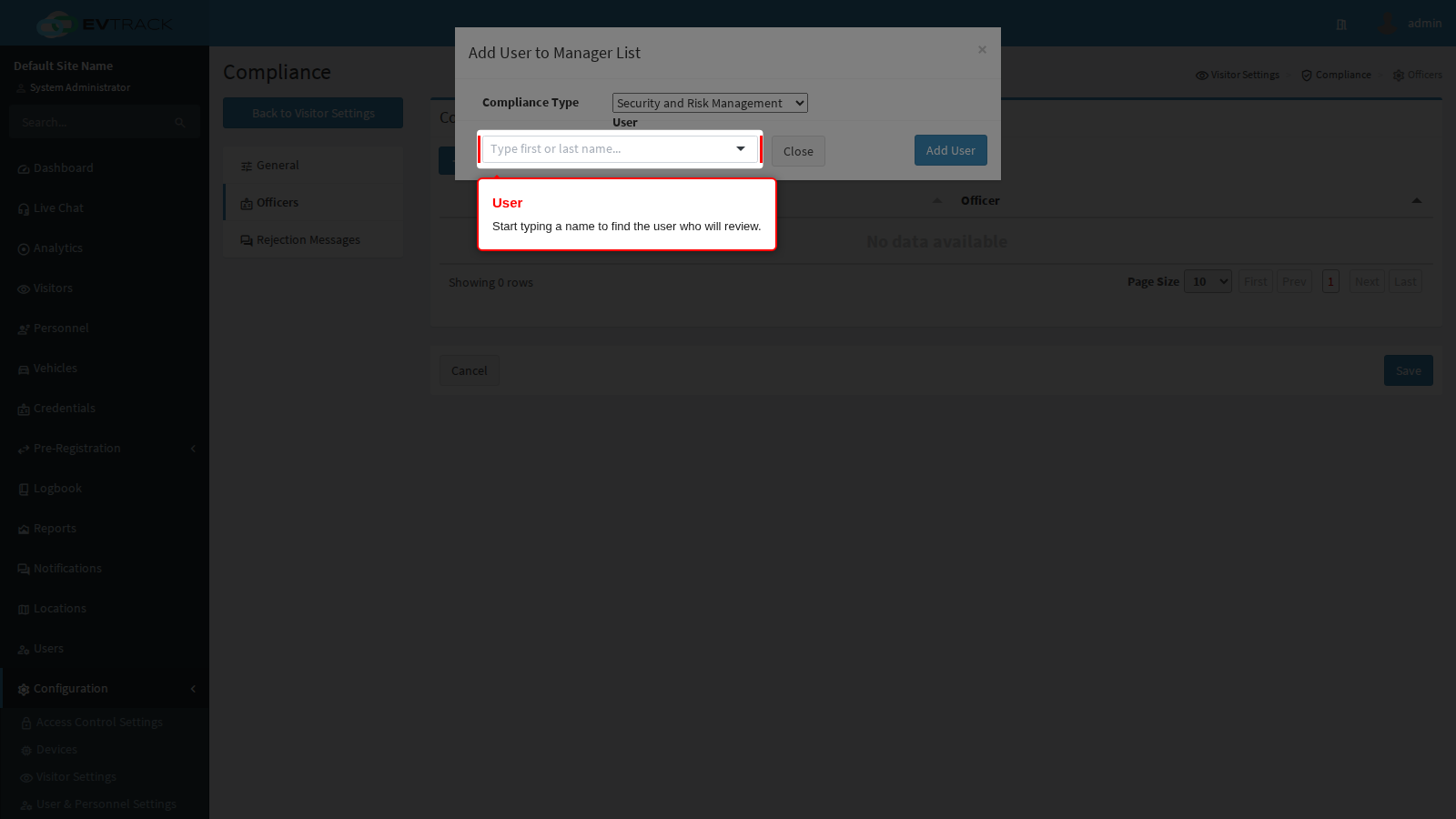 The officer user picker