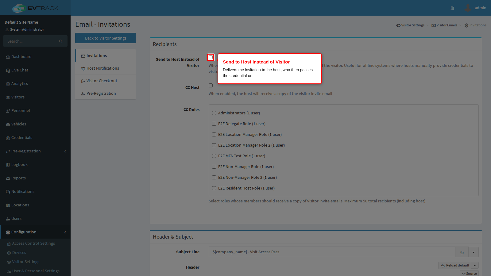Send to Host Instead of Visitor