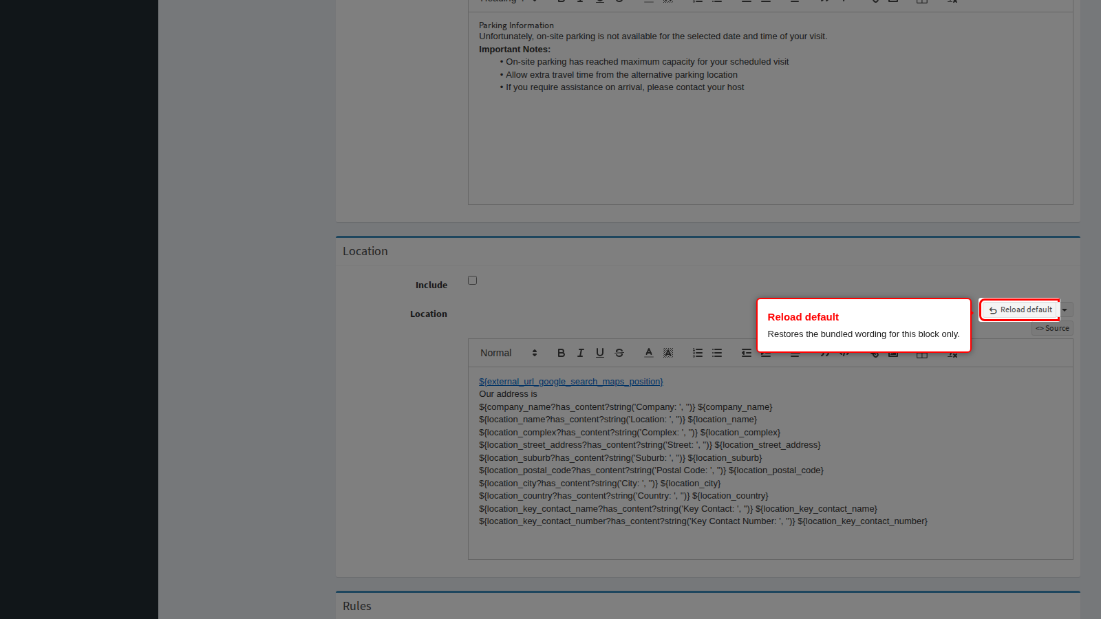 Reload default