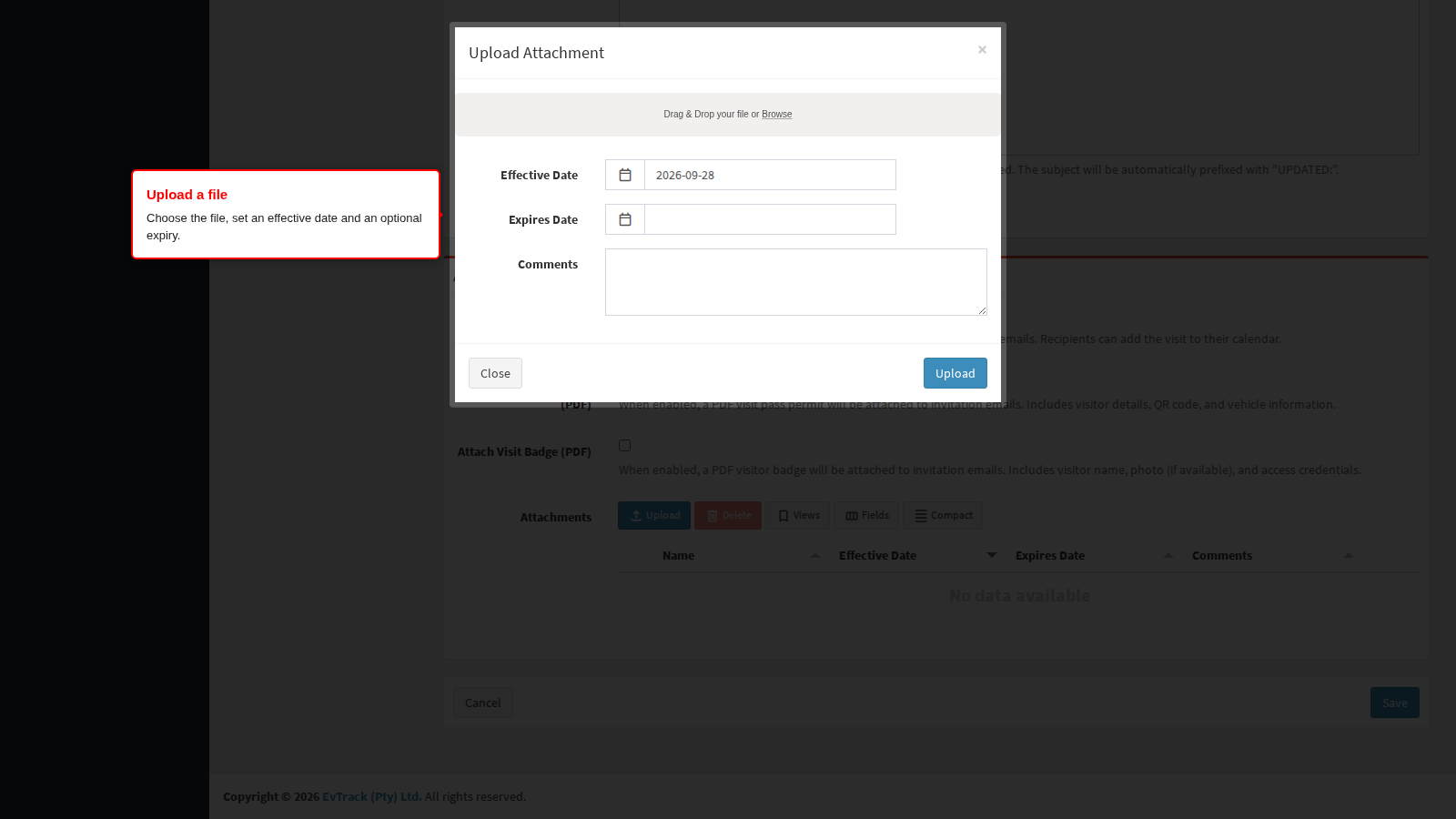 Upload an attachment