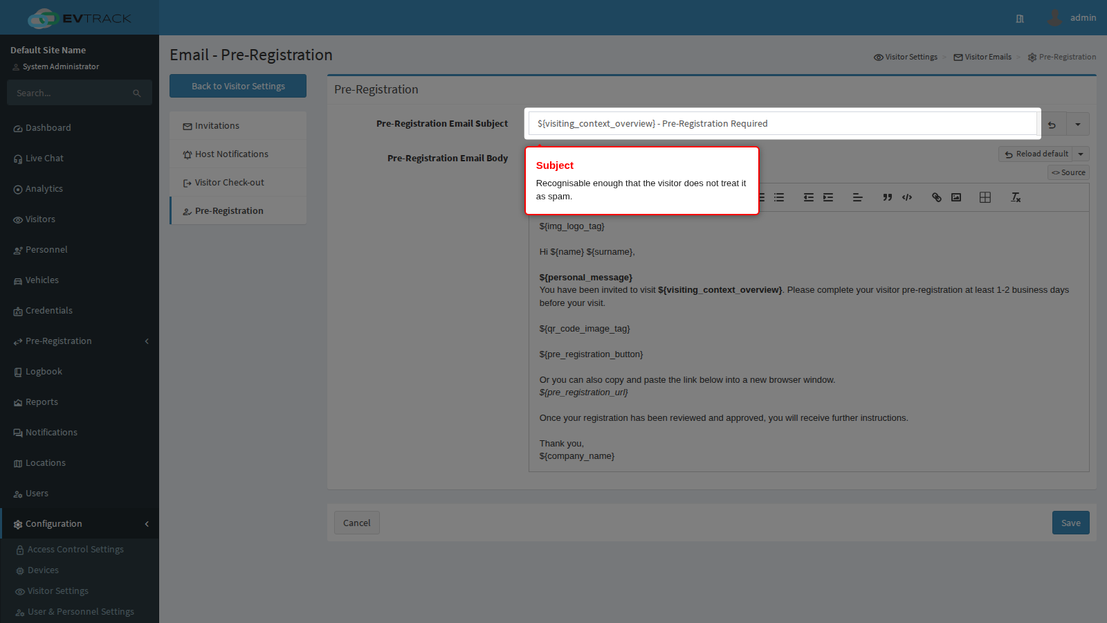 Pre-registration subject