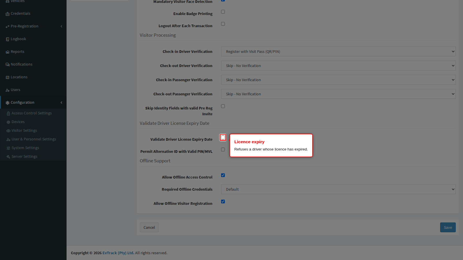 Validate the driver licence expiry