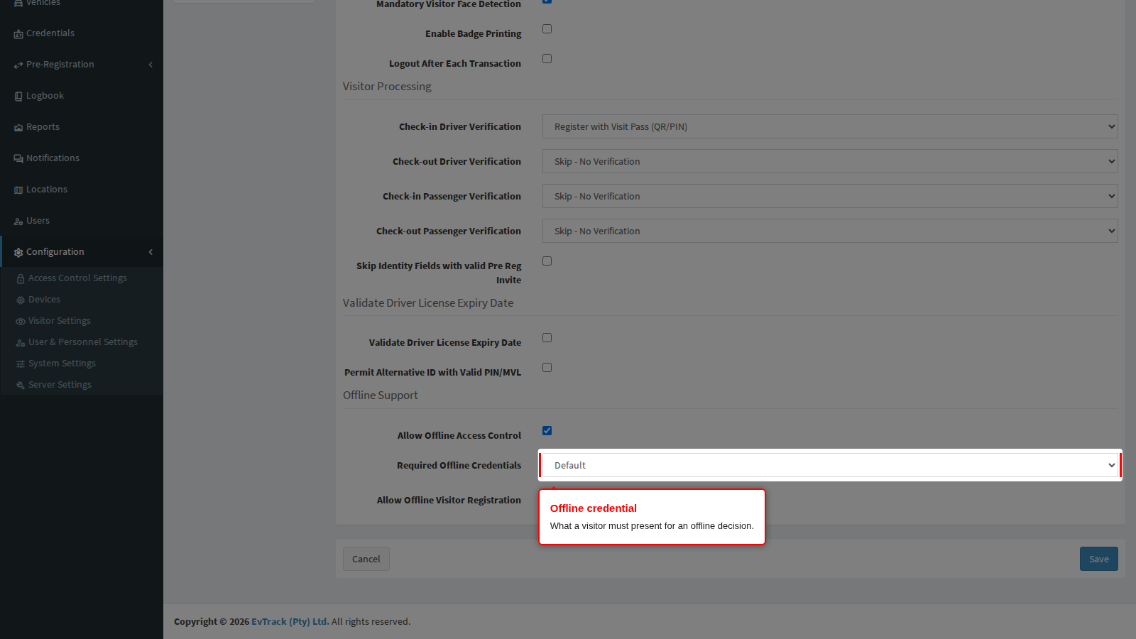The credential required for offline decisions