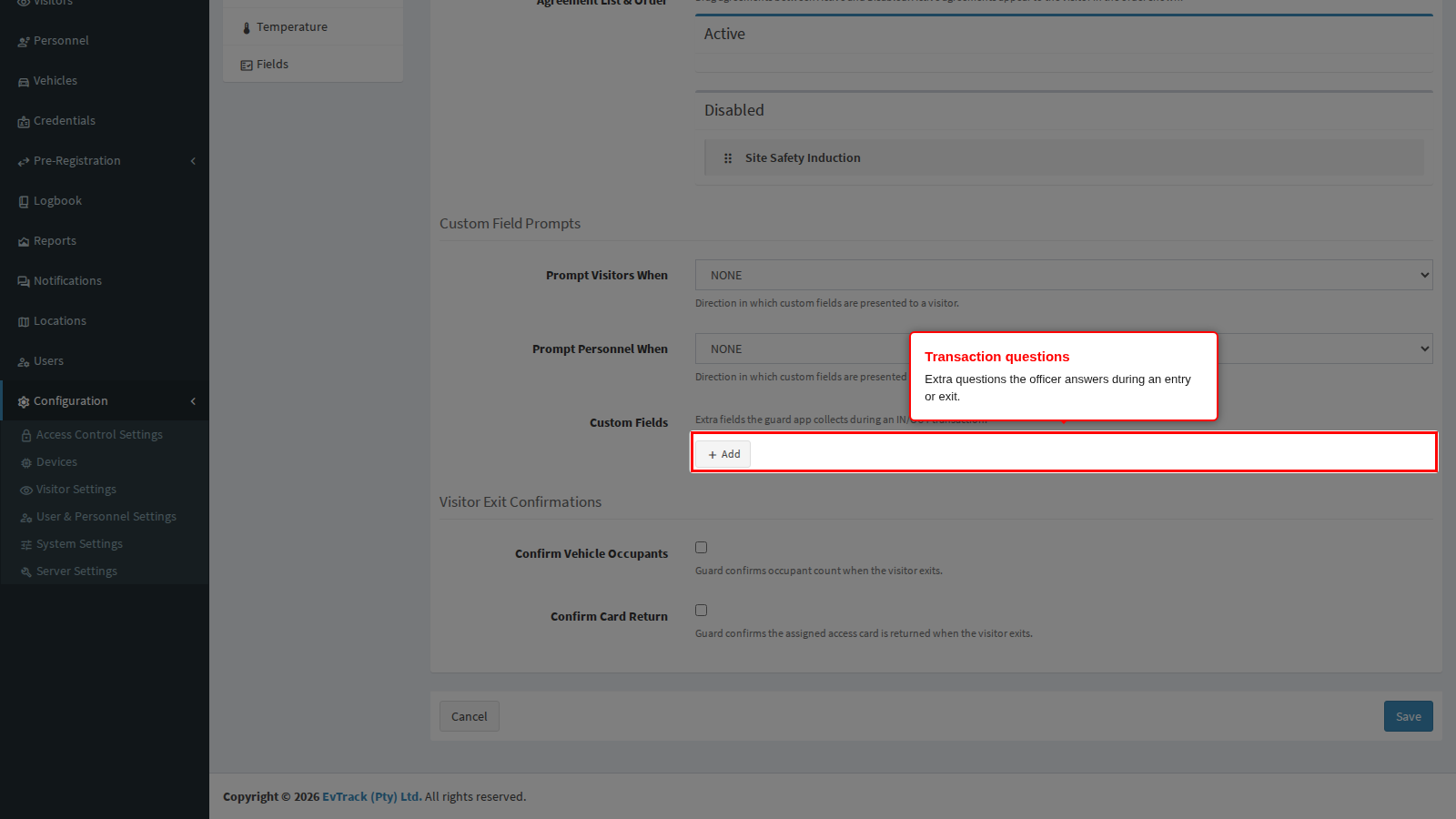 The transaction question builder