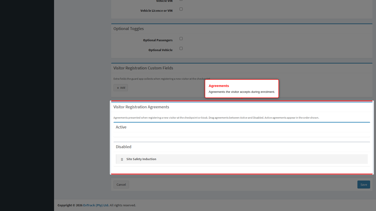 The enrolment agreements