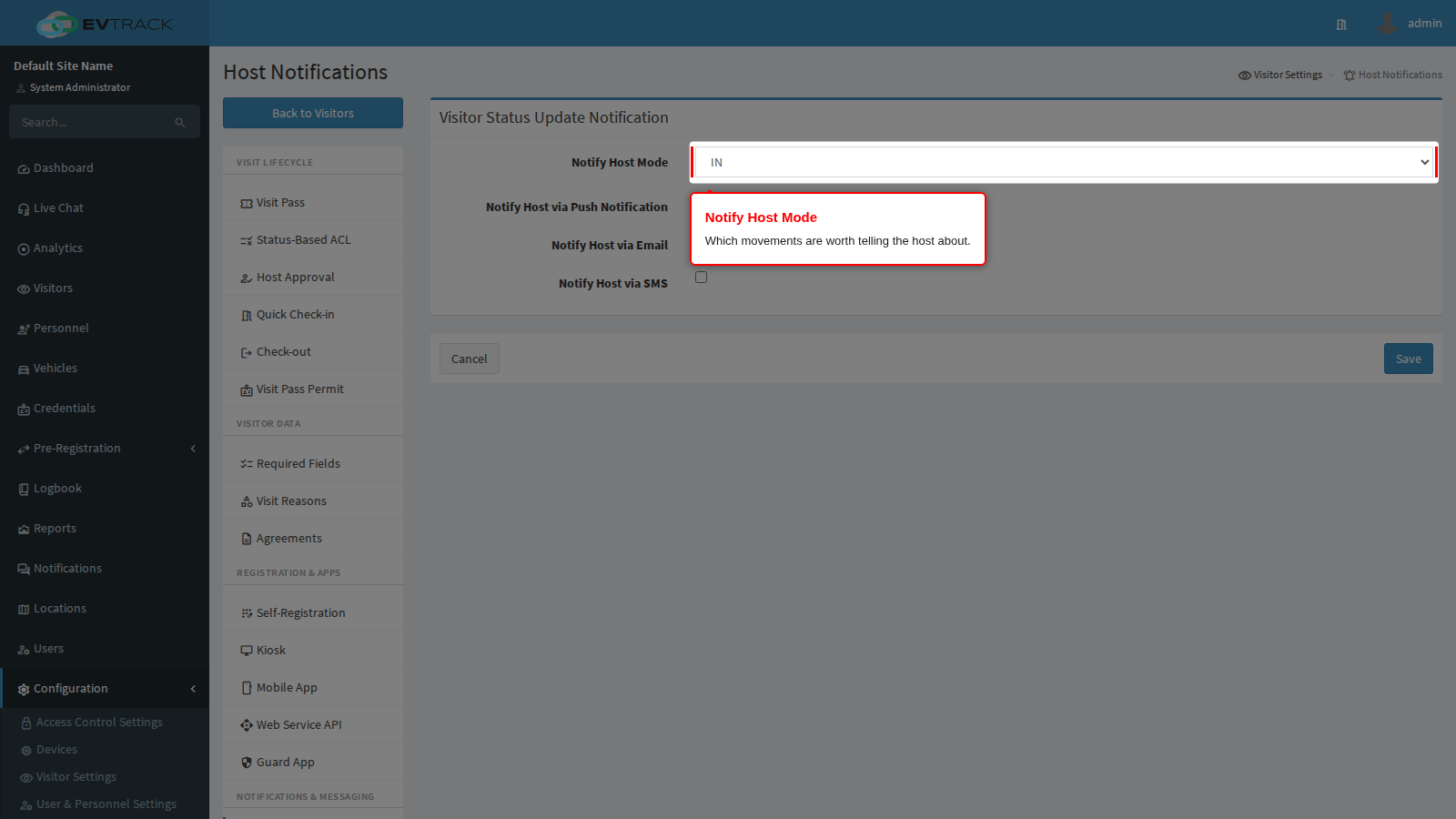 Notify Host Mode