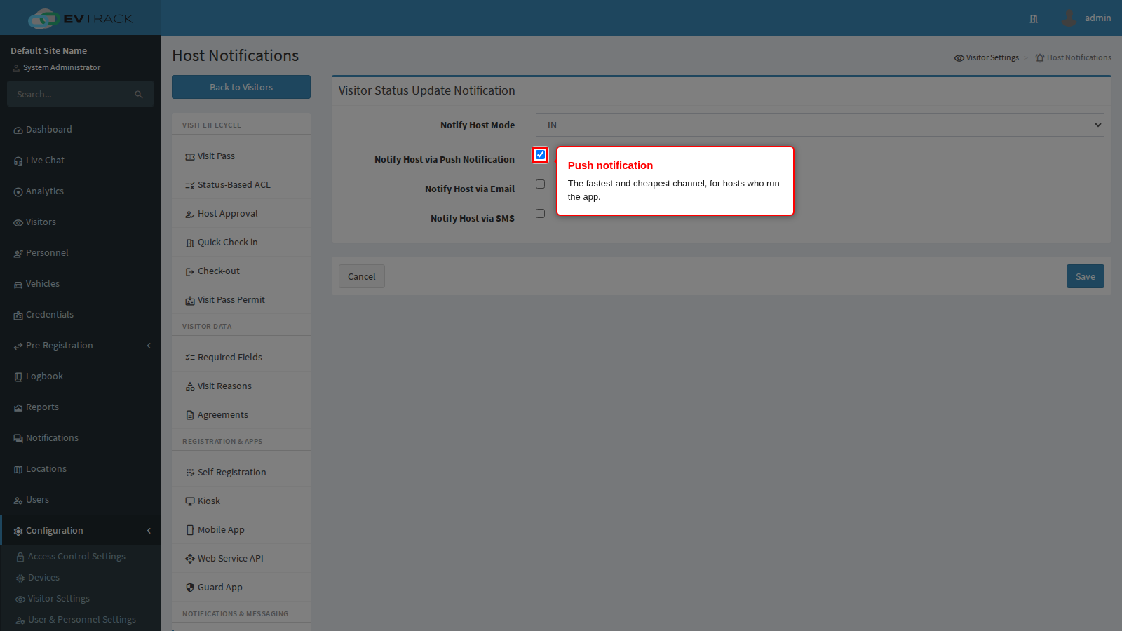 Notify Host via Push Notification