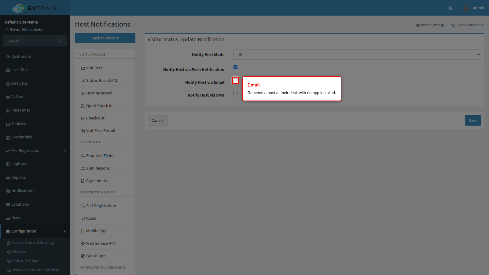 Notify Host via Email