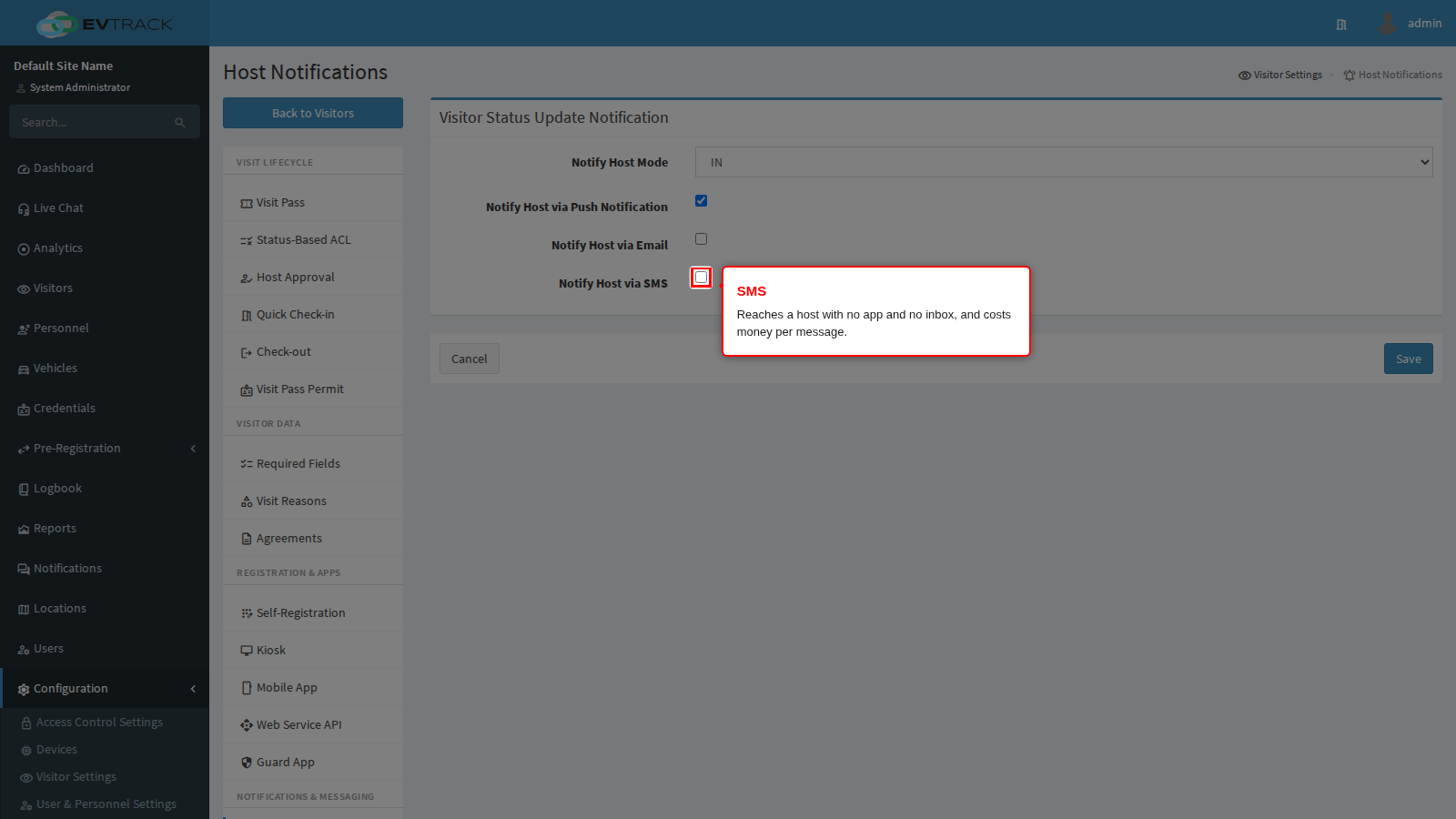 Notify Host via SMS