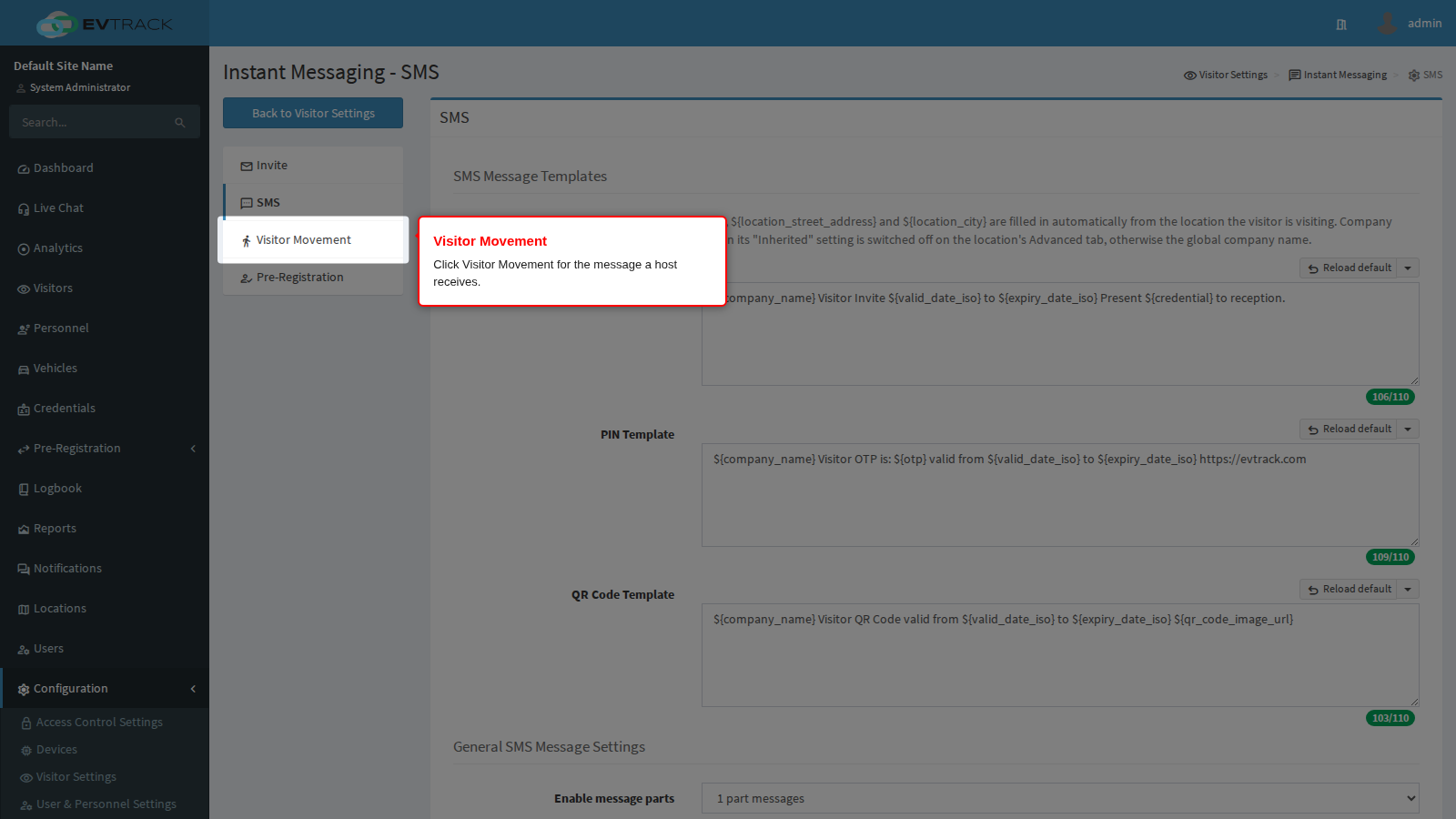 Visitor Movement in the page menu
