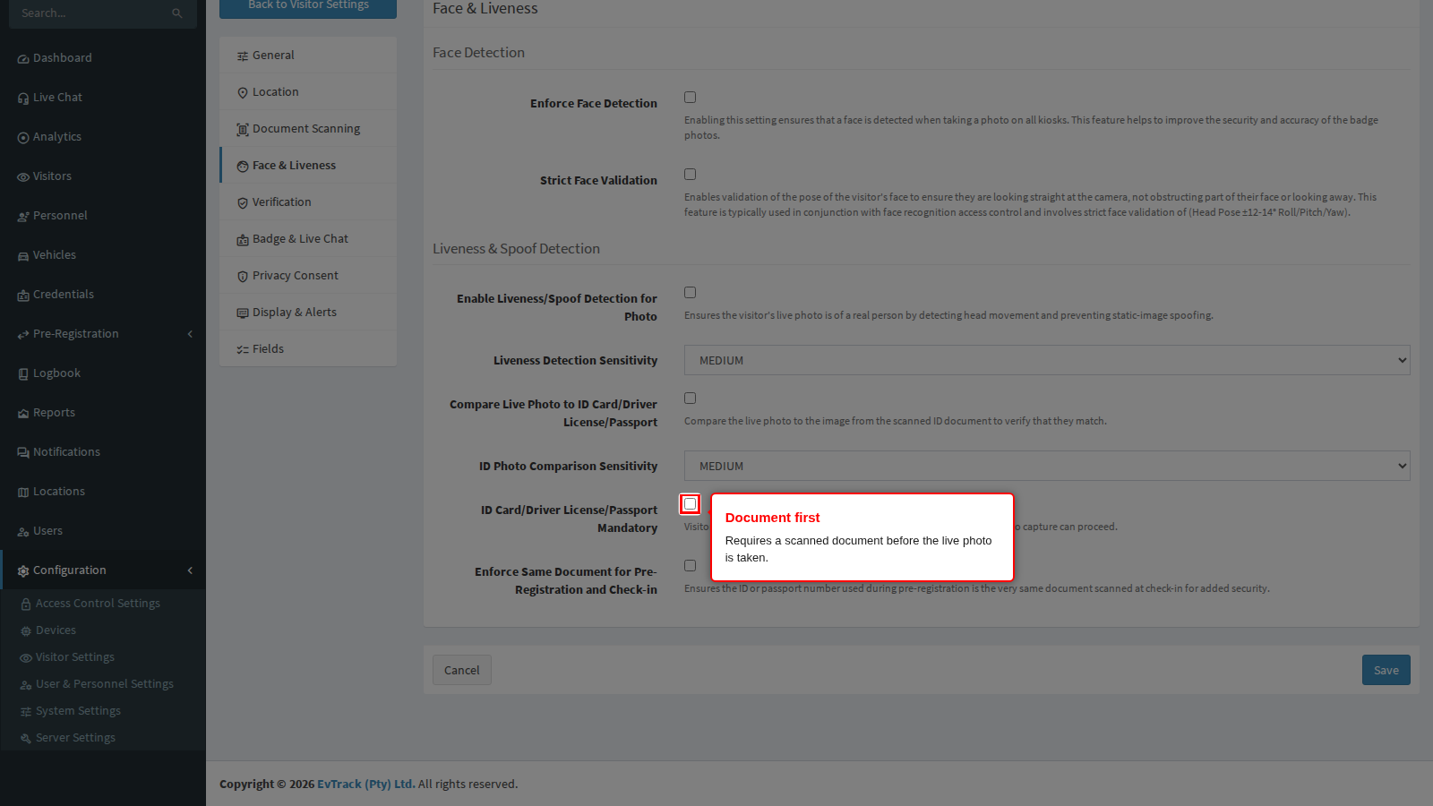 Require a document before the photo