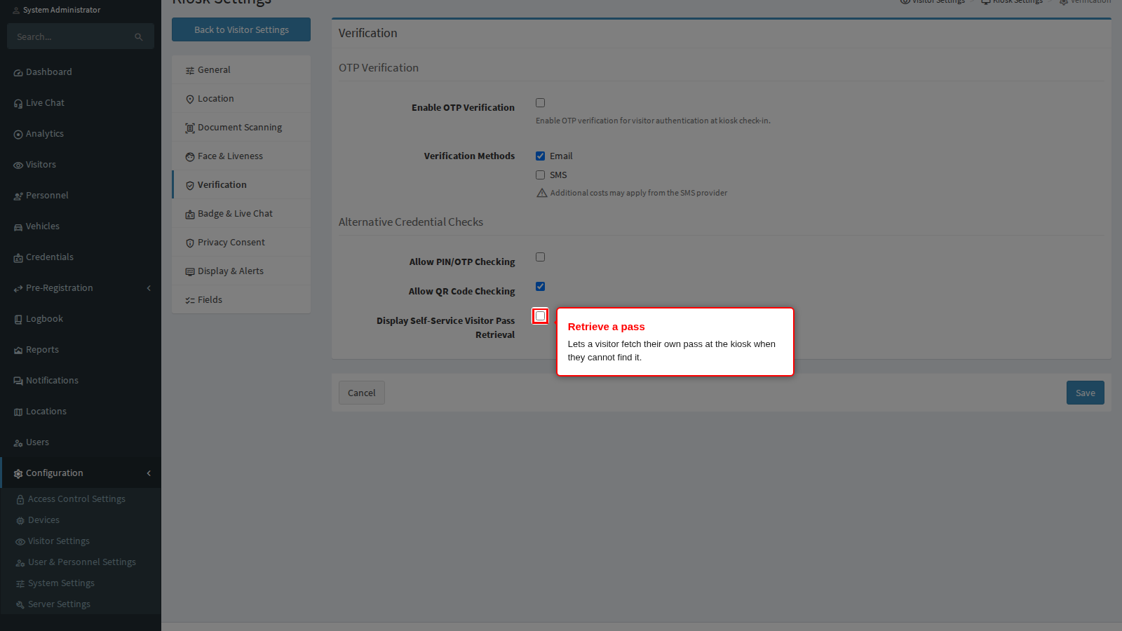 Self-service pass retrieval