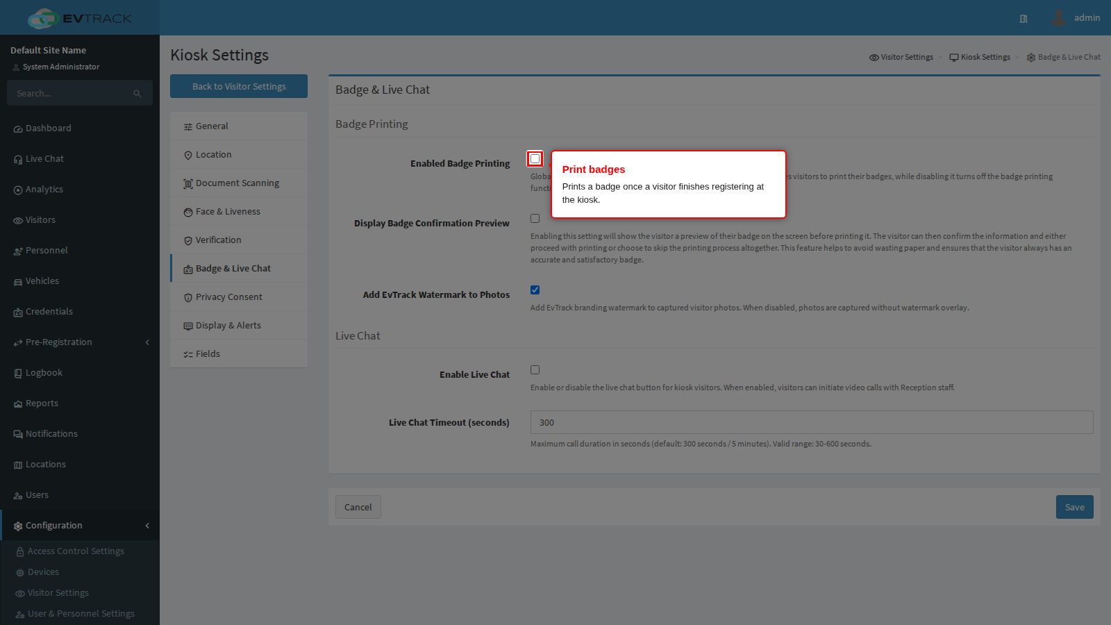Enable badge printing