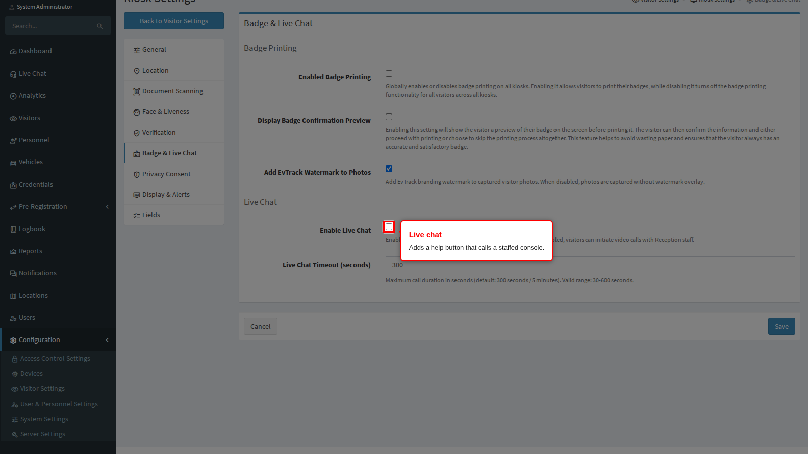 Enable live chat