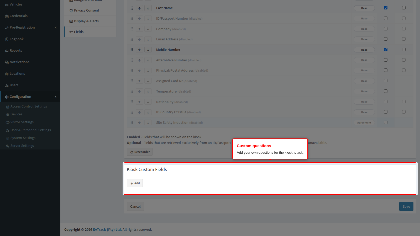 The custom questions builder