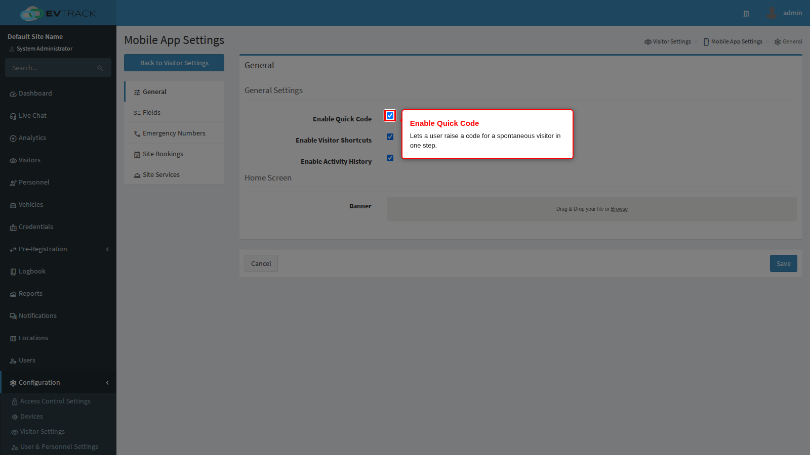 Enable Quick Code