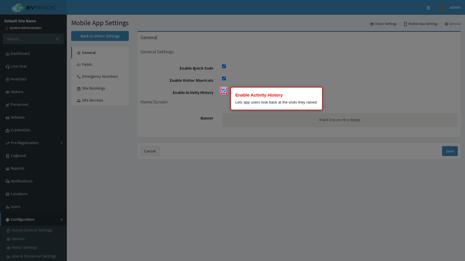 Enable Activity History