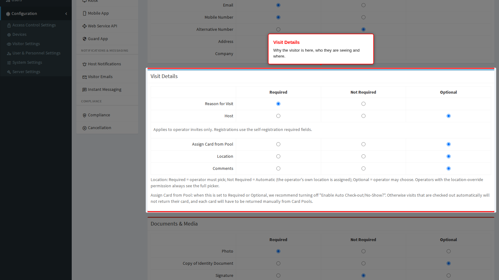 The Visit Details panel