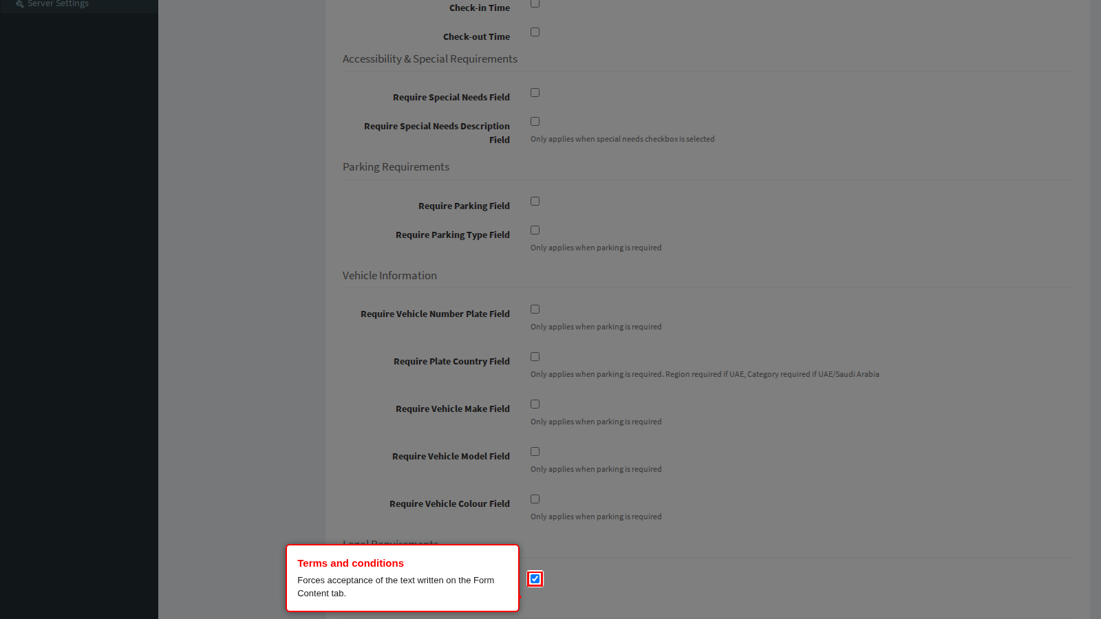 Requiring acceptance of the terms and conditions