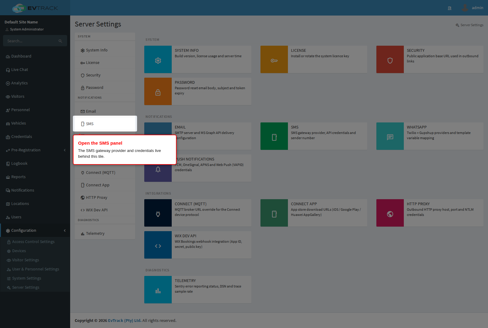 Server settings - messaging panels