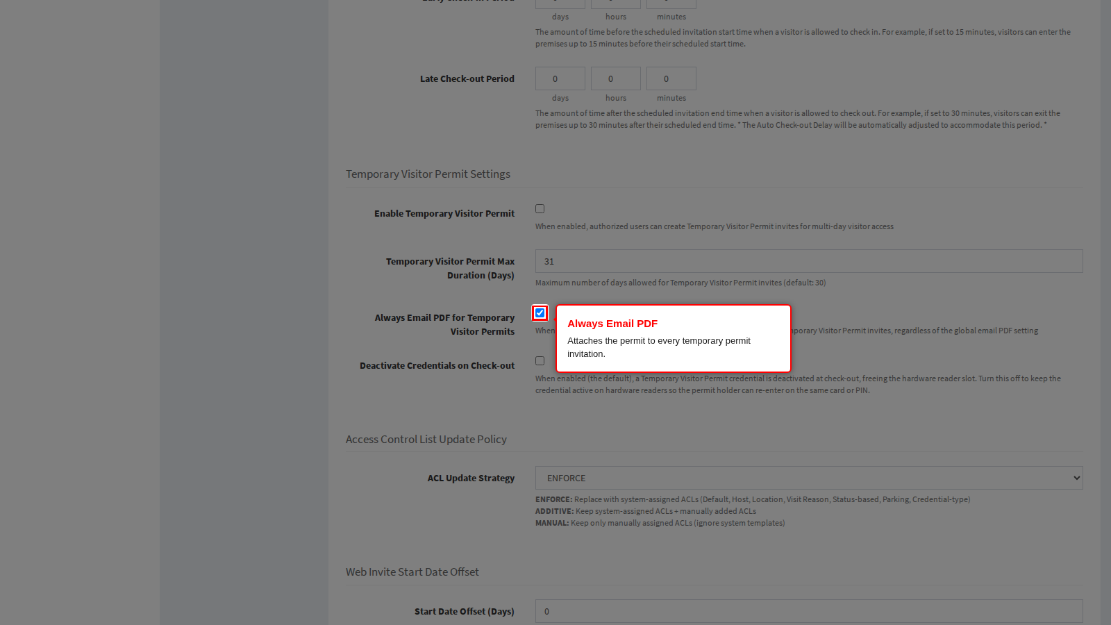 Always Email PDF on the Visit Pass panel