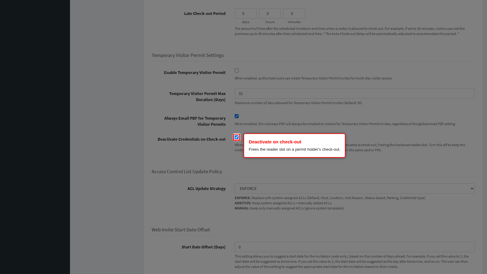 Deactivate Credentials on Check-out