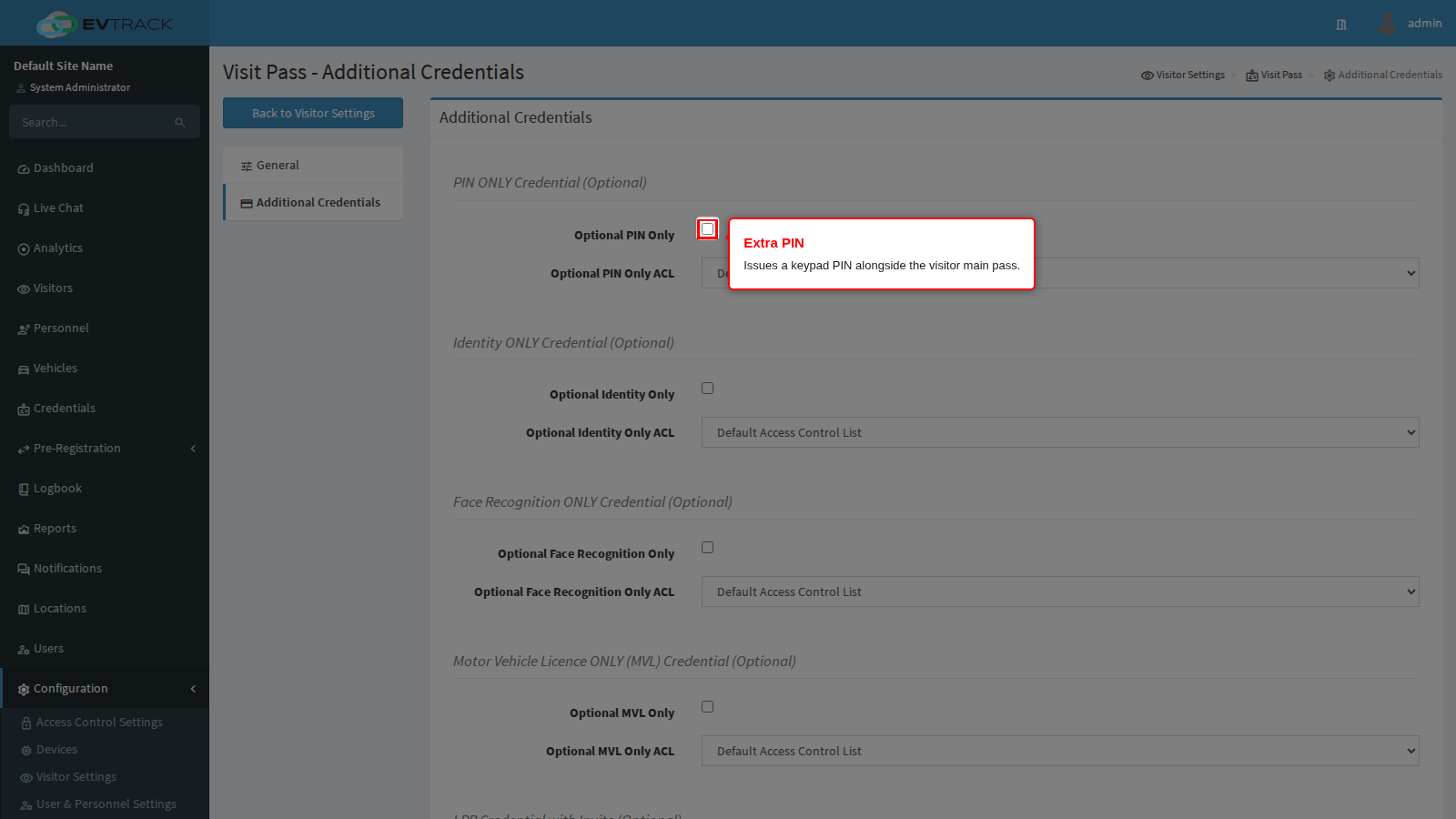 The extra PIN credential switch