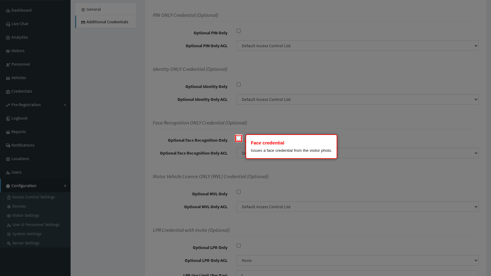 The face credential switch