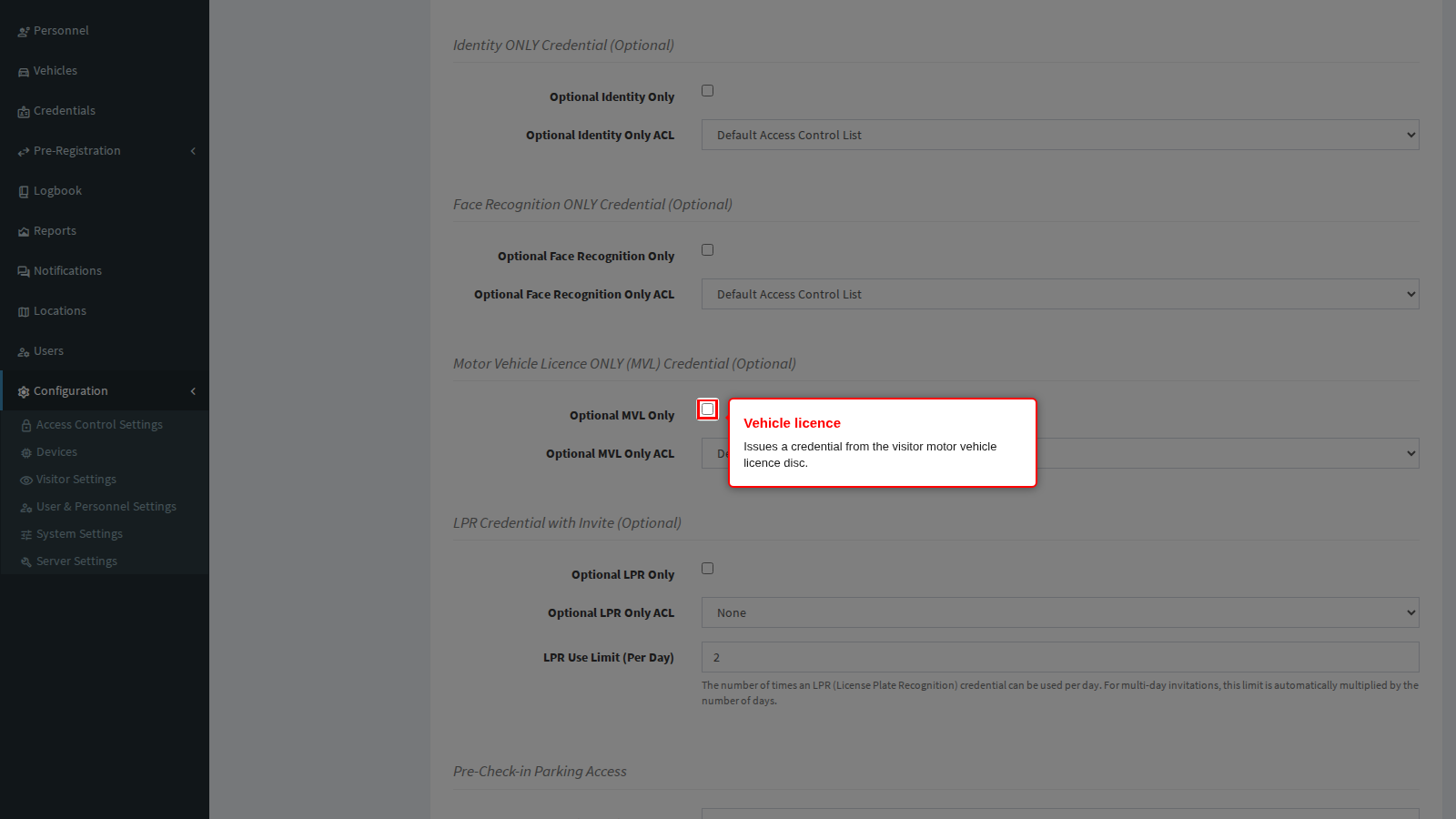 The vehicle licence credential switch