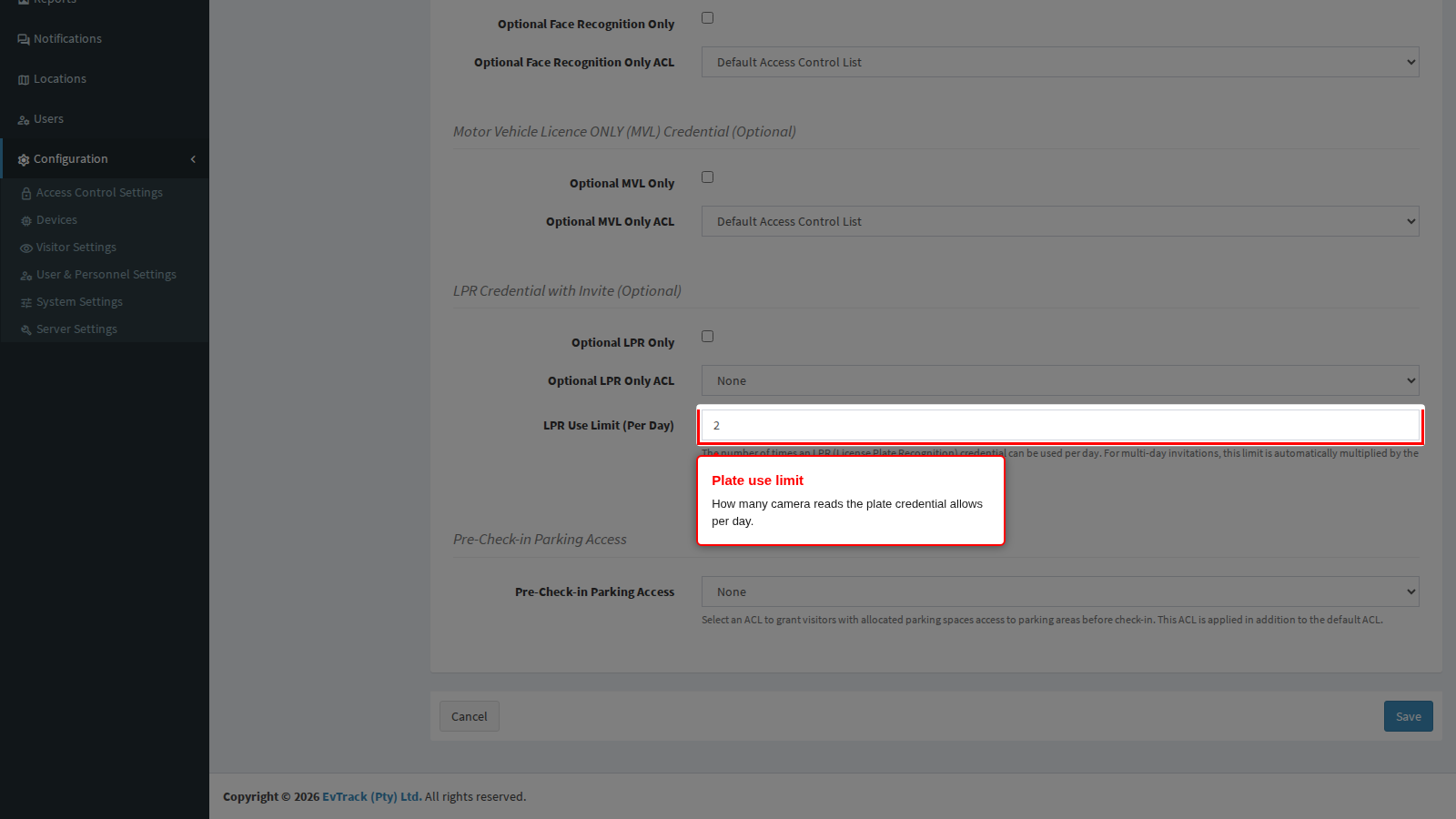 The plate credential use limit