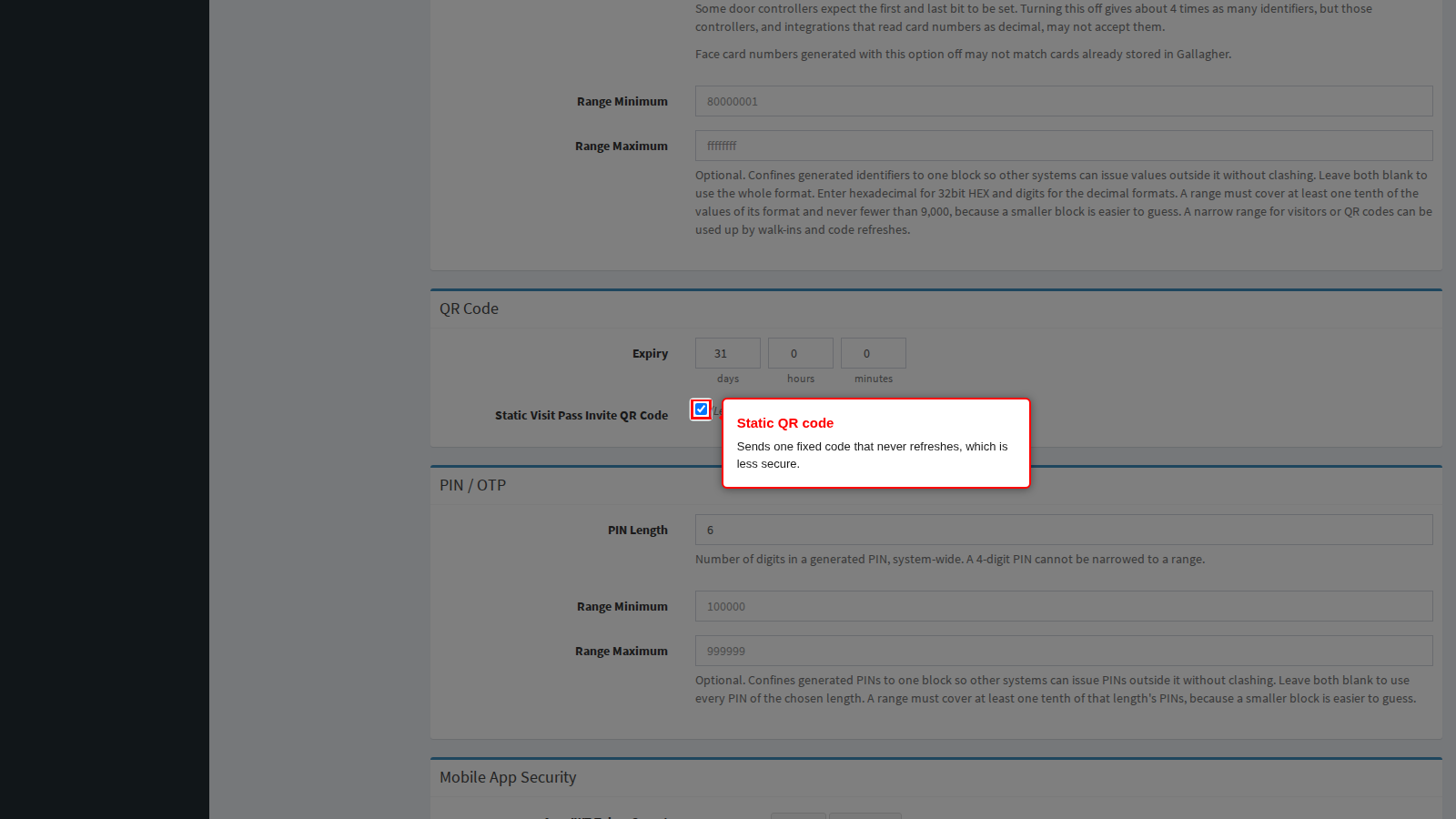 The static QR code option