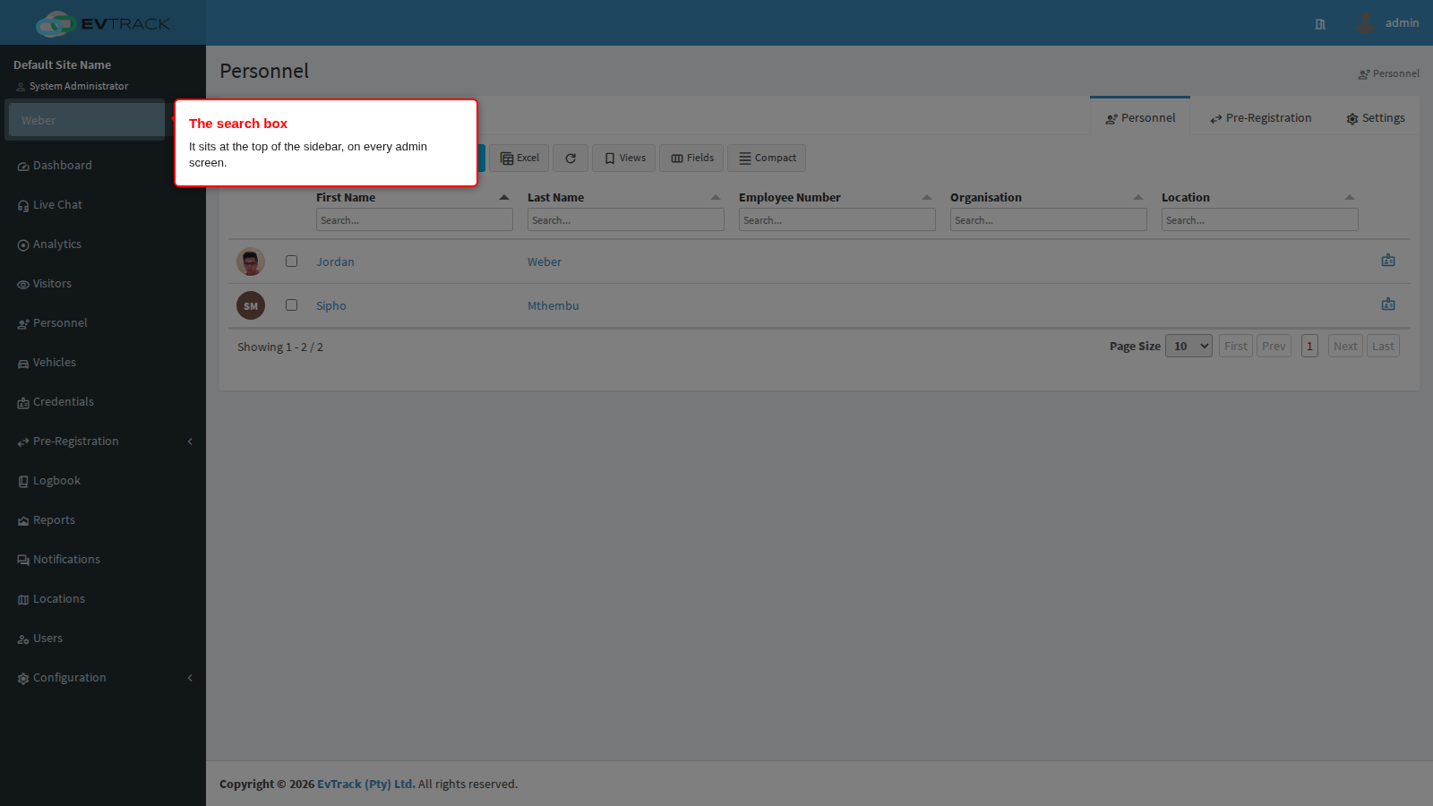 The search box