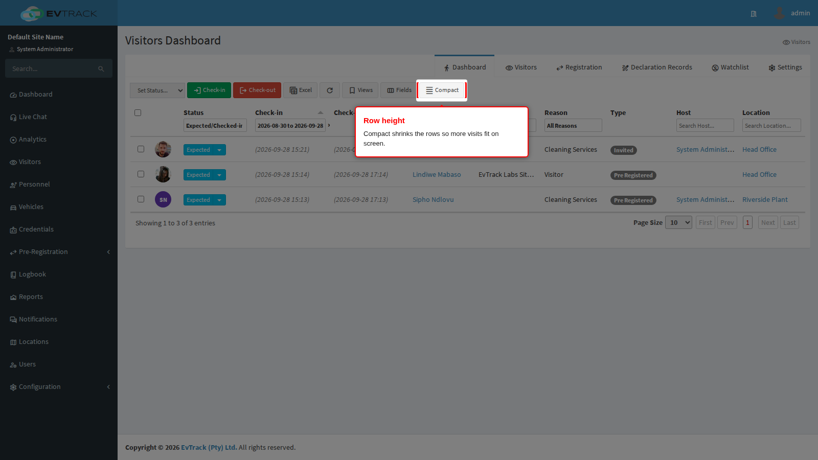 Density toggle