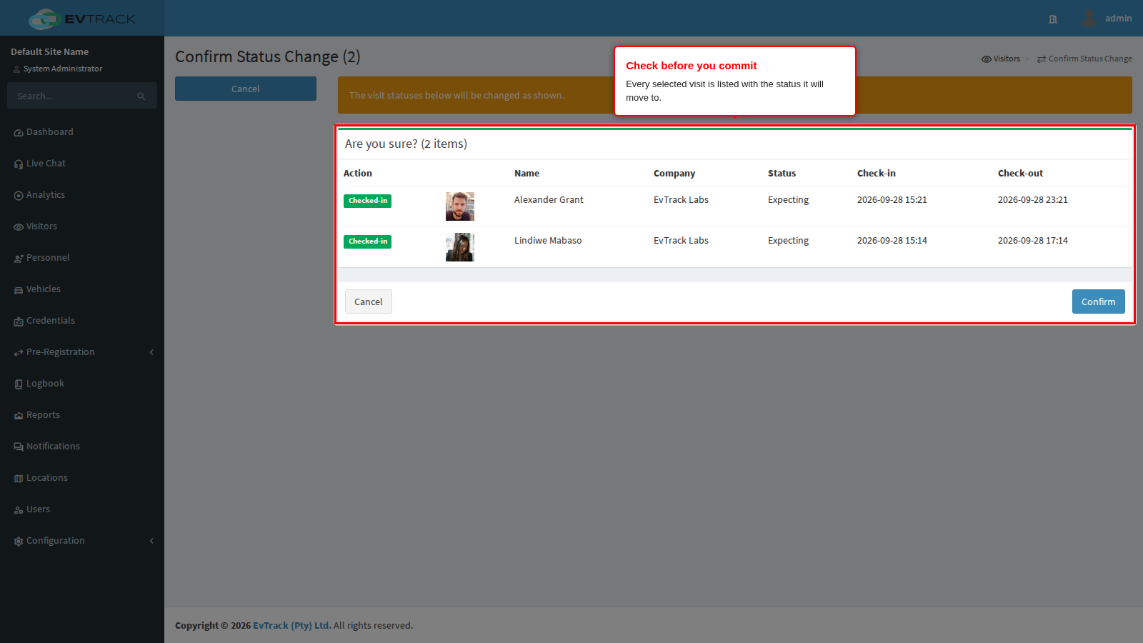 Confirm the bulk change