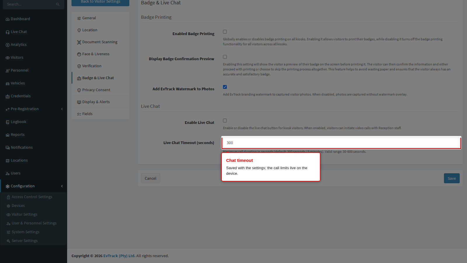 Live Chat Timeout